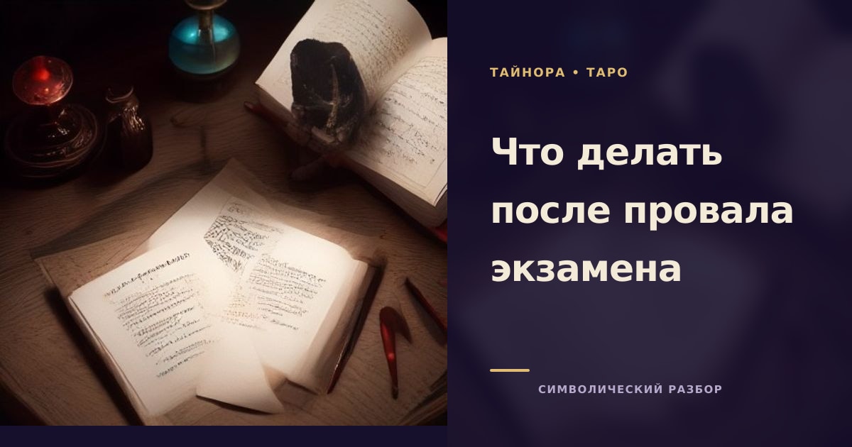 Тёмный ночной стол с открытой тетрадью, карандашами и колодой карт Таро рубашкой вверх