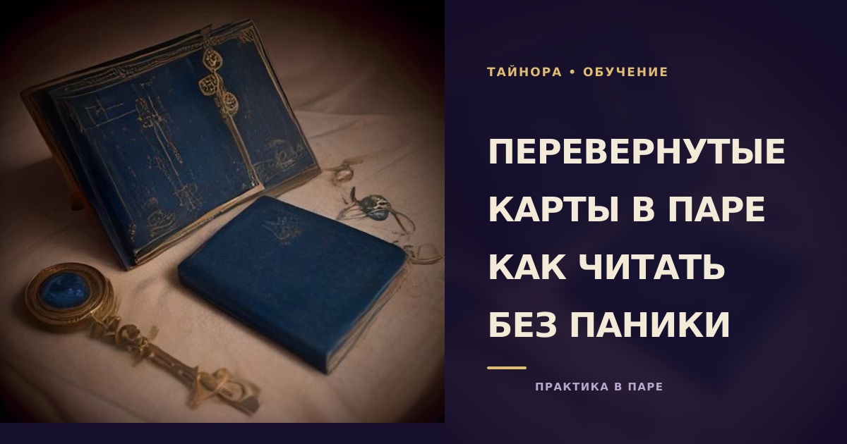 Две карты Таро, одна из них перевёрнутая, на тёмной ткани