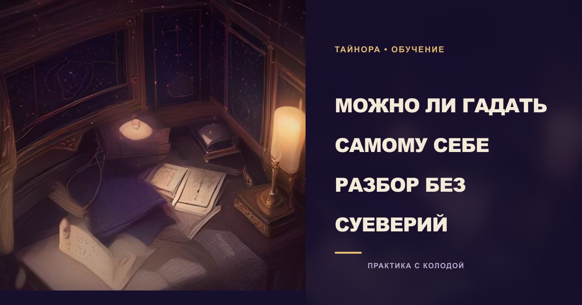 Учебная композиция с картами Таро и свечой с тонкими нитями созвездий
